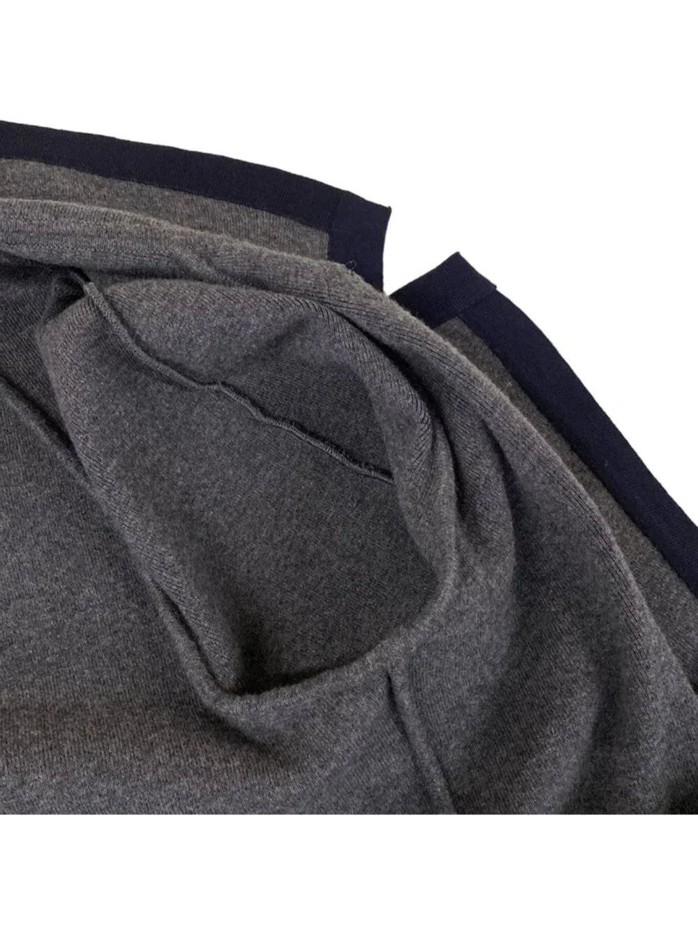 Chanel Coat 42 L Dark Gray Dark Navy Long Sleeve Autumn Winter Wool